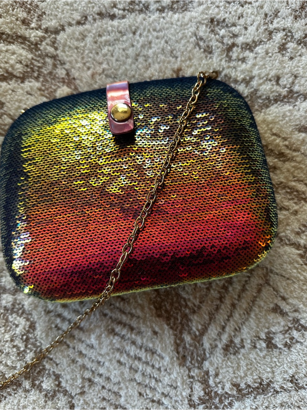 Iridescent Rainbow Sequin Evening Bag Color Shift Clutch - Picture 6 of 16